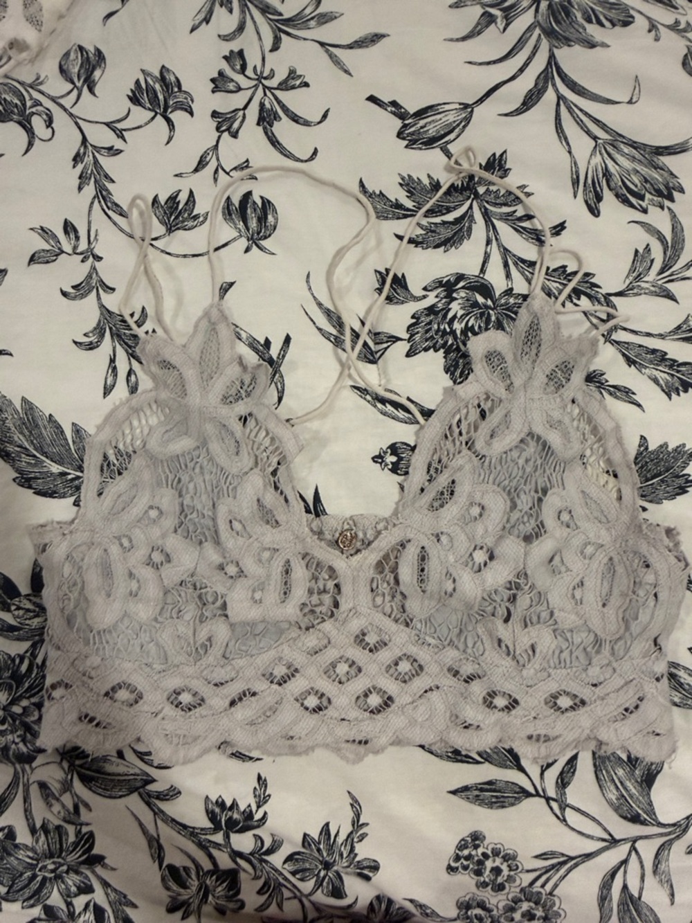Free People Lace Bralette in Light Gray